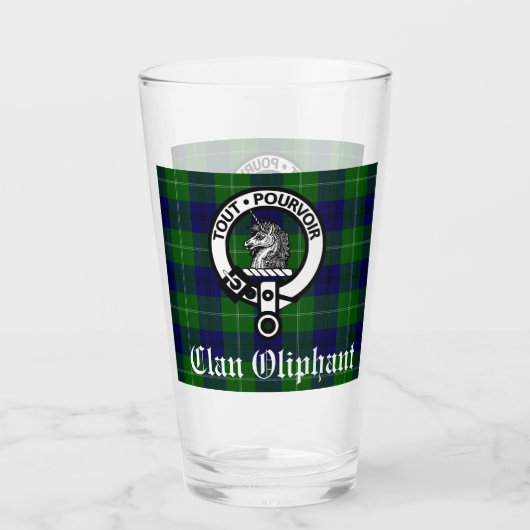 Clan Oliphant Crest Badge en Tartan Glas (Achterkant)