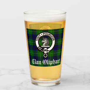 Clan Oliphant Crest Badge en Tartan Glass Glas