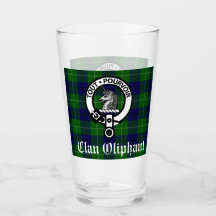 Clan Oliphant Crest Badge en Tartan Glass