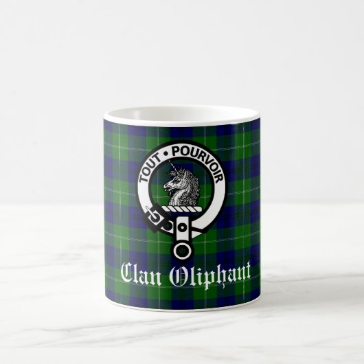 Clan Oliphant Crest Badge en Tartan Koffiemok (Center)