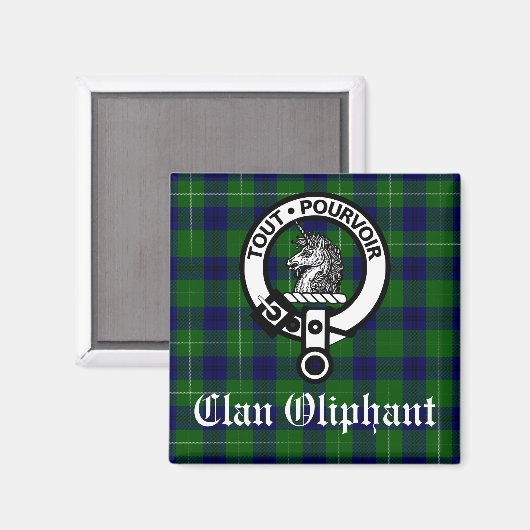 Clan Oliphant Crest Badge en Tartan Magneet (Voorkant / Achterkant)
