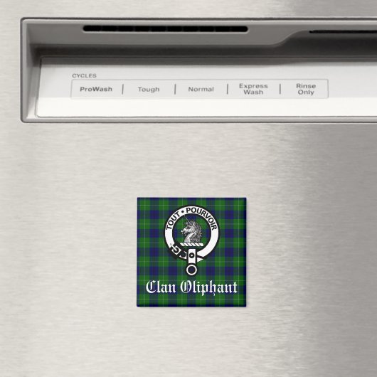 Clan Oliphant Crest Badge en Tartan Magneet (Insitu (Vaatwasser))