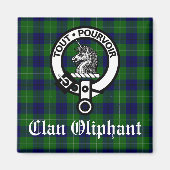Clan Oliphant Crest Badge en Tartan Magneet (Voorkant)