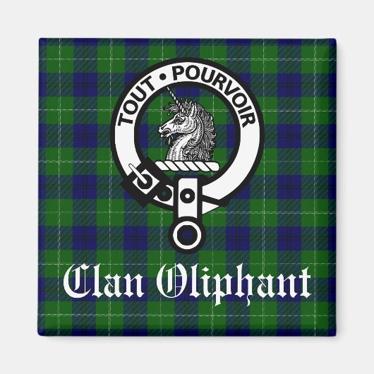 Clan Oliphant Crest Badge en Tartan Magneet (Voorkant)
