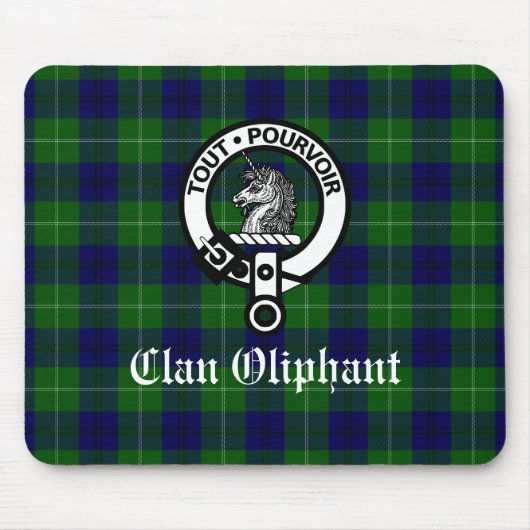 Clan Oliphant Crest Badge en Tartan Muismat (Voorkant)