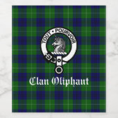 Clan Oliphant Crest Badge en Tartan Wijn Etiket (Enkel label)