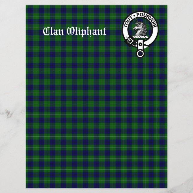 Clan Oliphant Crest Badge & Tartan Scrapbook Paper (Voorkant)