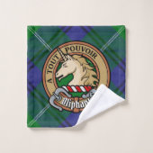 Clan Oliphant Crest boven Tartan Bad Handdoek (Wasdoekje)