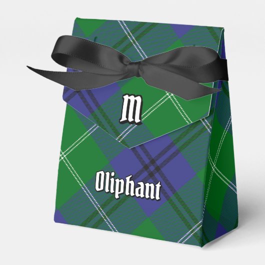 Clan Oliphant Crest boven Tartan Bedankdoosjes (Voorkant Zijde)