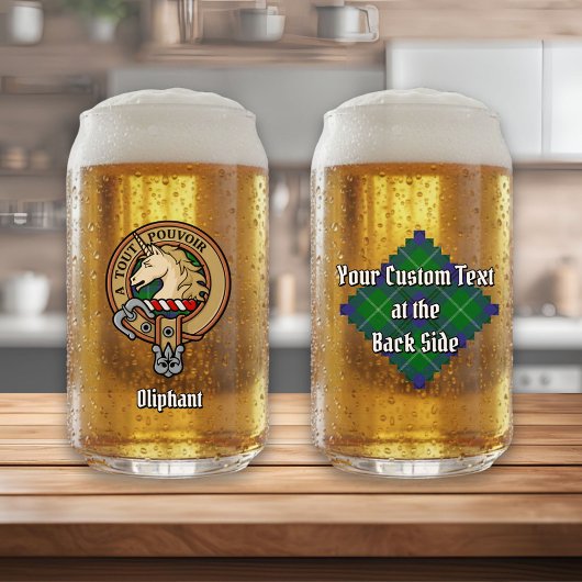 Clan Oliphant Crest boven Tartan Blikvorm Glas
