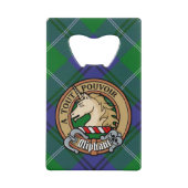 Clan Oliphant Crest boven Tartan Creditkaart Flessenopener (Voorkant)