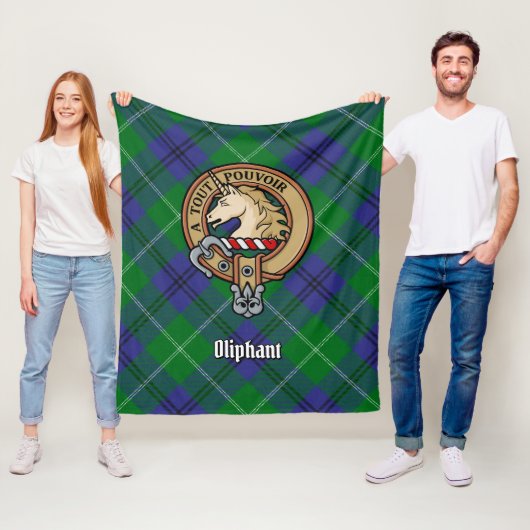 Clan Oliphant Crest boven Tartan Fleece Deken (In situ)