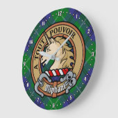 Clan Oliphant Crest boven Tartan Grote Klok (Hoek)