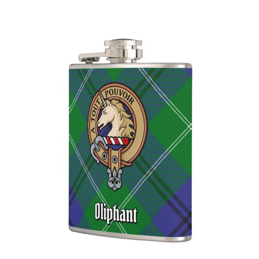 Clan Oliphant Crest boven Tartan Heupfles (Links)