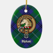 Clan Oliphant Crest boven Tartan Keramisch Ornament (Voorkant)