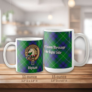 Clan Oliphant Crest boven Tartan Koffiemok