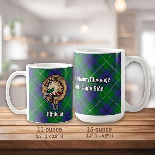 Clan Oliphant Crest boven Tartan Koffiemok