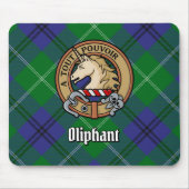 Clan Oliphant Crest boven Tartan Muismat (Voorkant)