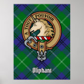 Clan Oliphant Crest boven Tartan Poster (Voorkant)