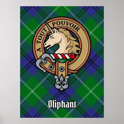 Clan Oliphant Crest boven Tartan Poster (Voorkant)