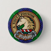Clan Oliphant Crest boven Tartan Ronde Button 5,7 Cm (Voorkant)