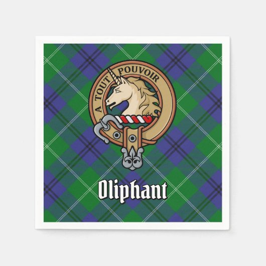 Clan Oliphant Crest boven Tartan Servet (Voorkant)