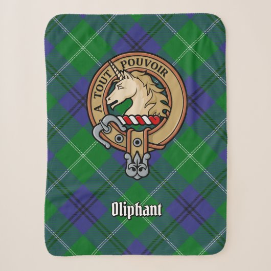 Clan Oliphant Crest boven Tartan Sherpa Deken (Voorkant)