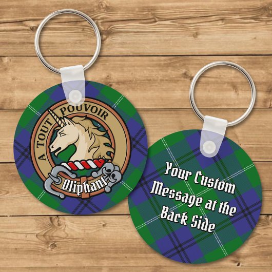 Clan Oliphant Crest boven Tartan Sleutelhanger