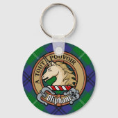 Clan Oliphant Crest boven Tartan Sleutelhanger (Voorkant)