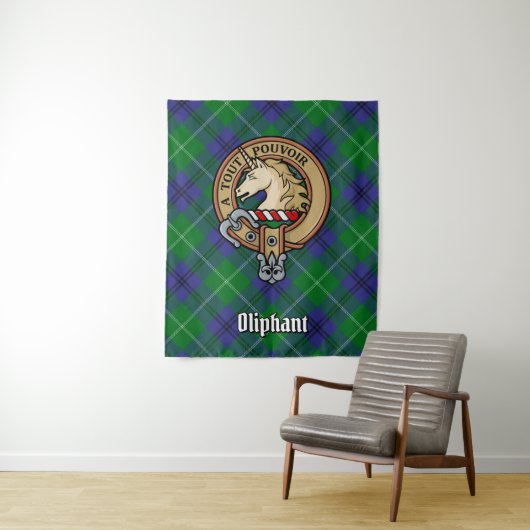 Clan Oliphant Crest boven Tartan Wandkleed (In situ)