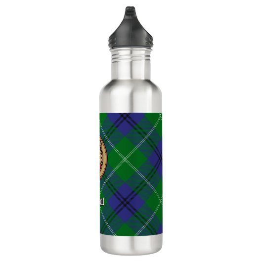 Clan Oliphant Crest boven Tartan Waterfles (Rechts)
