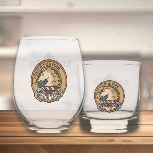 Clan Oliphant Crest boven Tartan Whisky Glas