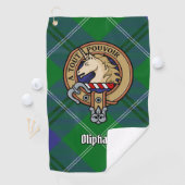 Clan Oliphant Crest over Tartan Golf Handdoek (Insitu)