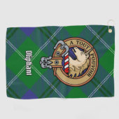 Clan Oliphant Crest over Tartan Golf Handdoek (Horizontaal)