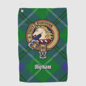 Clan Oliphant Crest over Tartan Golf Handdoek (Voorkant)