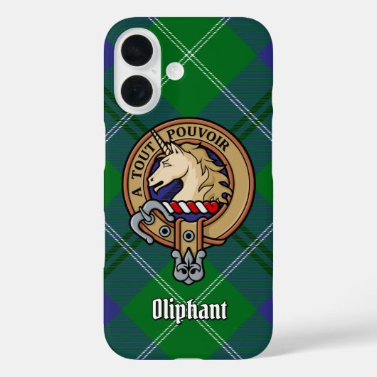 Clan Oliphant Crest over Tartan iPhone Case (Achterkant)
