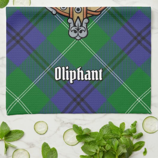 Clan Oliphant Crest over Tartan keukenhanddoek (Gevouwen)