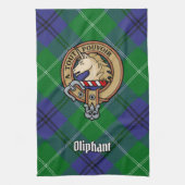 Clan Oliphant Crest over Tartan keukenhanddoek (Verticaal)