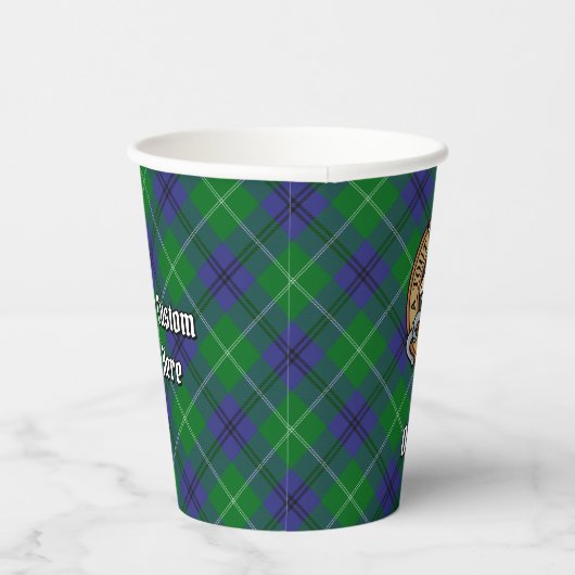 Clan Oliphant Crest over Tartan Paper Cups Papieren Bekers (Rechts)