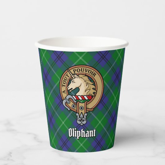 Clan Oliphant Crest over Tartan Paper Cups Papieren Bekers (Voorkant)