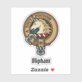 Clan Oliphant Crest over Tartan Sticker (Vel)