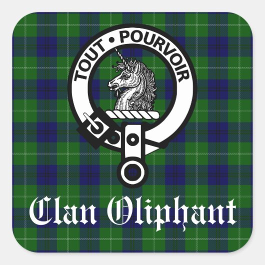 Clan Oliphant Crest & Tartan Vierkante Sticker (Voorkant)