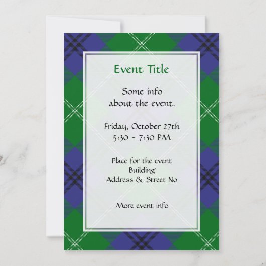 Clan Oliphant Tartan Uitnodiging (Achterkant)