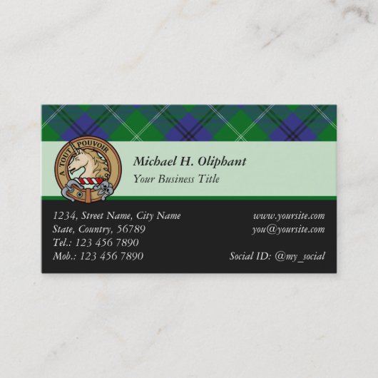 Clan Oliphant Tartan Visitekaartje (Voorkant)