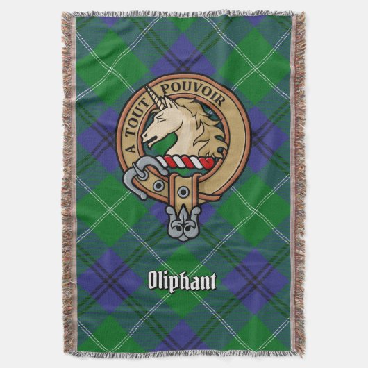 Clan Oliphant Wapen over Tartan Deken (Voorkant Verticaal)