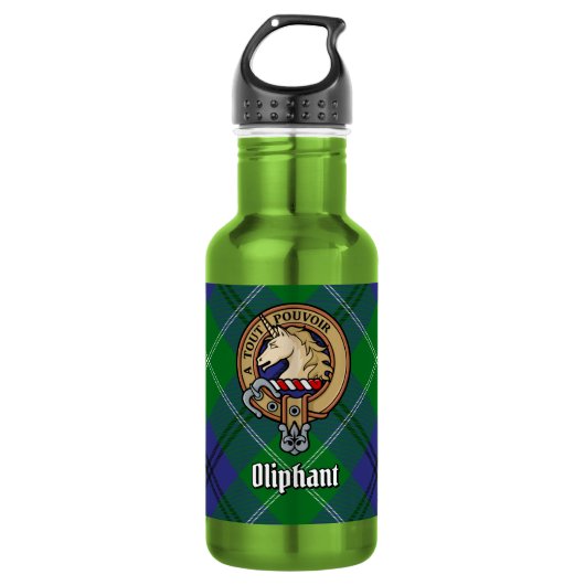 Clan Oliphant Wapen over Tartan Waterfles (Voorkant)