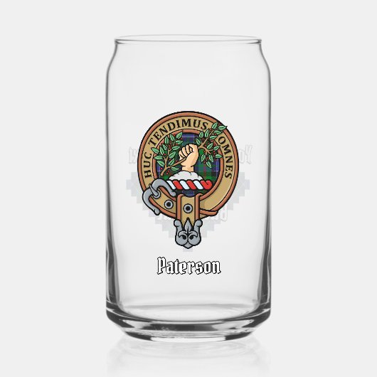 Clan Paterson Crest over Tartan Blikvorm Glas (Voorkant)