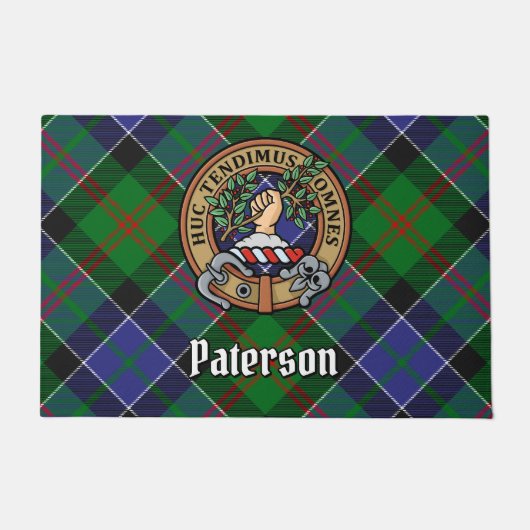 Clan Paterson Crest over Tartan Deurmat (Voorkant)
