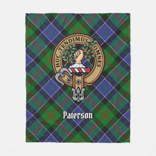 Clan Paterson Crest over Tartan Fleece Deken (Voorkant)