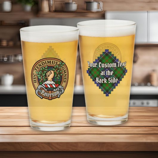 Clan Paterson Crest over Tartan Glas